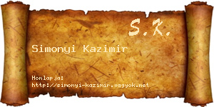 Simonyi Kazimir névjegykártya